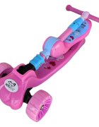 Novokids Trotineta pentru copii Mini Scooter 8010 Roz 2 in 1 cu roti luminoase din silicon melodii 3 roti pliabila maner reglabil greutate suportata 50 kg