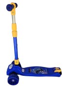 Novokids Trotineta pentru copii Mini Scooter 8020 Albastru cu roti luminoase din silicon melodii si lumini 3 roti pliabila maner reglabil pe inaltime greutate suportata 50 kg