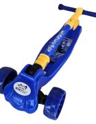 Novokids Trotineta pentru copii Mini Scooter 8020 Albastru cu roti luminoase din silicon melodii si lumini 3 roti pliabila maner reglabil pe inaltime greutate suportata 50 kg
