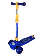 Novokids Trotineta pentru copii Mini Scooter 8020 Albastru cu roti luminoase din silicon melodii si lumini 3 roti pliabila maner reglabil pe inaltime greutate suportata 50 kg
