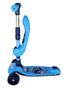 Novokids Trotineta pentru copii Mini Scooter 8130 Albastru 2 in 1 cu roti luminoase din silicon melodii 3 roti pliabila maner reglabil greutate suportata 50 kg