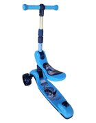 Novokids Trotineta pentru copii Mini Scooter 8130 Albastru 2 in 1 cu roti luminoase din silicon melodii 3 roti pliabila maner reglabil greutate suportata 50 kg