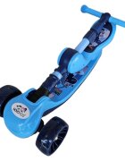 Novokids Trotineta pentru copii Mini Scooter 8130 Albastru 2 in 1 cu roti luminoase din silicon melodii 3 roti pliabila maner reglabil greutate suportata 50 kg