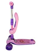 Novokids Trotineta pentru copii Mini Scooter 8130 RozMov 2 in 1 cu roti luminoase din silicon melodii 3 roti pliabila maner reglabil greutate suportata 50 kg