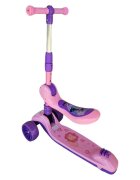 Novokids Trotineta pentru copii Mini Scooter 8130 RozMov 2 in 1 cu roti luminoase din silicon melodii 3 roti pliabila maner reglabil greutate suportata 50 kg