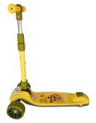 Novokids Trotineta pentru copii Mini Scooter 8150 Galben cu roti luminoase din silicon melodii si lumini 3 roti pliabila maner reglabil pe inaltime greutate suportata 50 kg