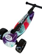Novokids Trotineta pentru copii Mini Scooter 8150 Multicolor cu roti luminoase din silicon melodii si lumini 3 roti pliabila maner reglabil pe inaltime greutate suportata 50 kg