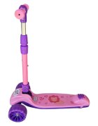 Novokids Trotineta pentru copii Mini Scooter 8150 Roz cu roti luminoase din silicon melodii si lumini 3 roti pliabila maner reglabil pe inaltime greutate suportata 50 kg