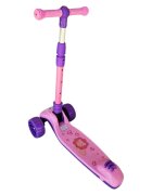 Novokids Trotineta pentru copii Mini Scooter 8150 Roz cu roti luminoase din silicon melodii si lumini 3 roti pliabila maner reglabil pe inaltime greutate suportata 50 kg