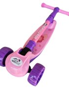 Novokids Trotineta pentru copii Mini Scooter 8150 Roz cu roti luminoase din silicon melodii si lumini 3 roti pliabila maner reglabil pe inaltime greutate suportata 50 kg