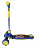 Novokids Trotineta pentru copii Mini Scooter 9080 Albastru cu roti luminoase din silicon melodii si lumini 3 roti pliabila maner reglabil pe inaltime greutate suportata 50 kg