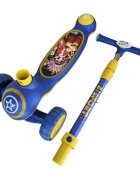 Novokids Trotineta pentru copii Mini Scooter 9080 Albastru cu roti luminoase din silicon melodii si lumini 3 roti pliabila maner reglabil pe inaltime greutate suportata 50 kg