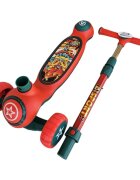 Novokids Trotineta pentru copii Mini Scooter 9080 Rosu cu roti luminoase din silicon melodii si lumini 3 roti pliabila maner reglabil pe inaltime greutate suportata 50 kg