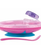 NUBY Bol cu ventuza si lingura 400 ml pink