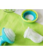 NUBY Dispozitiv de hranire pentru fructe si legume 6 luni + albastruverde