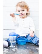 NUBY Lingura din silicon pentru bebelusi cu maner arcuit 3 luni+ albastru