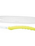 NUBY Lingura din silicon pentru bebelusi cu maner arcuit 3 luni+ galbenverde
