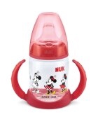 NUK Biberon First Choice 150ml cu toarte si adaptor din silicon Mickey rosu 6 luni+