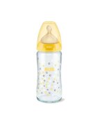 NUK Biberon First Choice Plus sticla 240 ml tetina latex M 0-6 luni galben