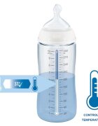 NUK Biberon First Choice PP 300 ml Control Temperatura tetina silicon M 0-6 luni albastru