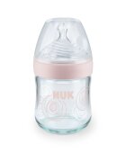 NUK Biberon Nature Sense sticla 120 ml tetina silicon orificiu S 0-6 luni roz