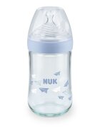 NUK Biberon Nature Sense sticla 240 ml tetina silicon orificiu M 0-6 luni bleu
