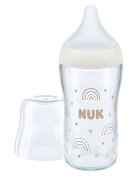 NUK Biberon Perfect Match din sticla 230 ml control temperatura tetina silicon M Curcubeu