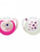 NUK Set 2 suzeta Star Day Night silicon 6-18 luni M2 roz