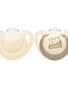 NUK Set 2 suzete for Nature din silicon M2 6-18 luni crem