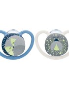 NUK Set 2 suzete Space Night silicon 0-6 luni albastru