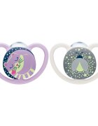 NUK Set 2 suzete Space Night Silicon 6-18 luni roz