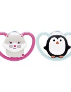 NUK Set 2 suzete Space silicon M3 rose 18-36 luni