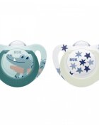 NUK Set 2 suzete Star Day Night silicon 6-18 luni M2 vernil