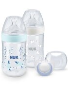 NUK Set nou nascut Nature Sense Start Twin cu control temperatura bleu