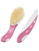 NUK Set perie par natural si piepten roz