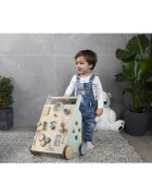 Nukido Antepremergator educational pentru copii Activity din lemn cu activitati maner de transport abac angrenaje rotative sortator cu forme roti stabile cu suprafata cauciucata