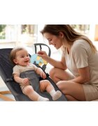 Nukido Balansoar 2in1 pentru bebelusi Baby Bouncer Antracit de la nastere si pana la 9kg pliabil centura de siguranta spatar reglabil husa detasabila si jucarii