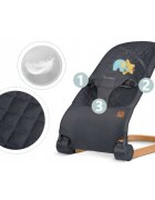 Nukido Balansoar 2in1 pentru bebelusi Baby Bouncer Antracit de la nastere si pana la 9kg pliabil centura de siguranta spatar reglabil husa detasabila si jucarii