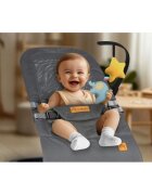 Nukido Balansoar 2in1 pentru bebelusi Baby Bouncer Gri deschis de la nastere si pana la 9kg pliabil centura de siguranta spatar reglabil husa detasabila si jucarii