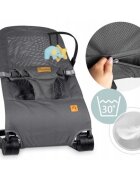 Nukido Balansoar 2in1 pentru bebelusi Baby Bouncer Gri deschis de la nastere si pana la 9kg pliabil centura de siguranta spatar reglabil husa detasabila si jucarii