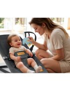 Nukido Balansoar 2in1 pentru bebelusi Baby Bouncer Gri deschis de la nastere si pana la 9kg pliabil centura de siguranta spatar reglabil husa detasabila si jucarii
