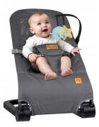 Nukido Balansoar 2in1 pentru bebelusi Baby Bouncer Gri deschis de la nastere si pana la 9kg pliabil centura de siguranta spatar reglabil husa detasabila si jucarii
