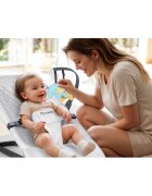 Nukido Balansoar 2in1 pentru bebelusi Baby Bouncer Gri deschis de la nastere si pana la 9kg pliabil centura de siguranta spatar reglabil husa detasabila si jucarii