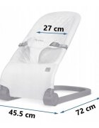 Nukido Balansoar 2in1 pentru bebelusi Baby Bouncer Gri deschis de la nastere si pana la 9kg pliabil centura de siguranta spatar reglabil husa detasabila si jucarii