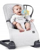 Nukido Balansoar 2in1 pentru bebelusi Baby Bouncer Gri deschis de la nastere si pana la 9kg pliabil centura de siguranta spatar reglabil husa detasabila si jucarii