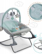 Nukido Balansoar multifunctional cu vibratii si arcada cu jucariihusa detasabilabaza antiderapanta si centuri de siguranta Panda Mint