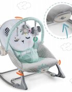 Nukido Balansoar multifunctional cu vibratii si arcada cu jucariihusa detasabilabaza antiderapanta si centuri de siguranta Panda Mint