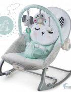 Nukido Balansoar multifunctional cu vibratii si arcada cu jucariihusa detasabilabaza antiderapanta si centuri de siguranta Panda Mint