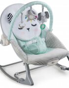 Nukido Balansoar multifunctional cu vibratii si arcada cu jucariihusa detasabilabaza antiderapanta si centuri de siguranta Panda Mint