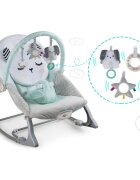 Nukido Balansoar multifunctional cu vibratii si arcada cu jucariihusa detasabilabaza antiderapanta si centuri de siguranta Panda Mint